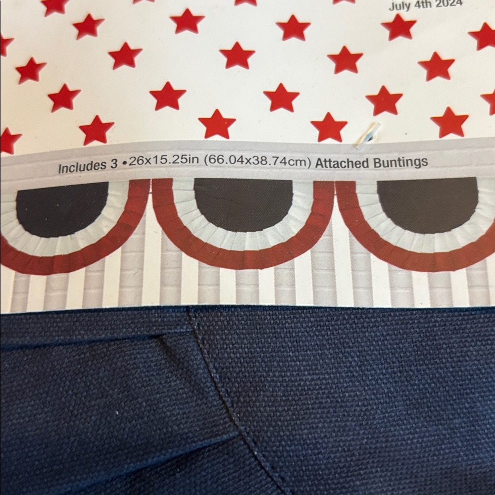 New Flag bunting Set of 3 attached Memorial Day 4th of July Red White Blue - Picture 3 of 5